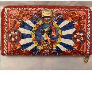 MAGNIFICENT! Dolce & Gabbana Carretto Siciliano WALLET Knight Maiden Mosaic